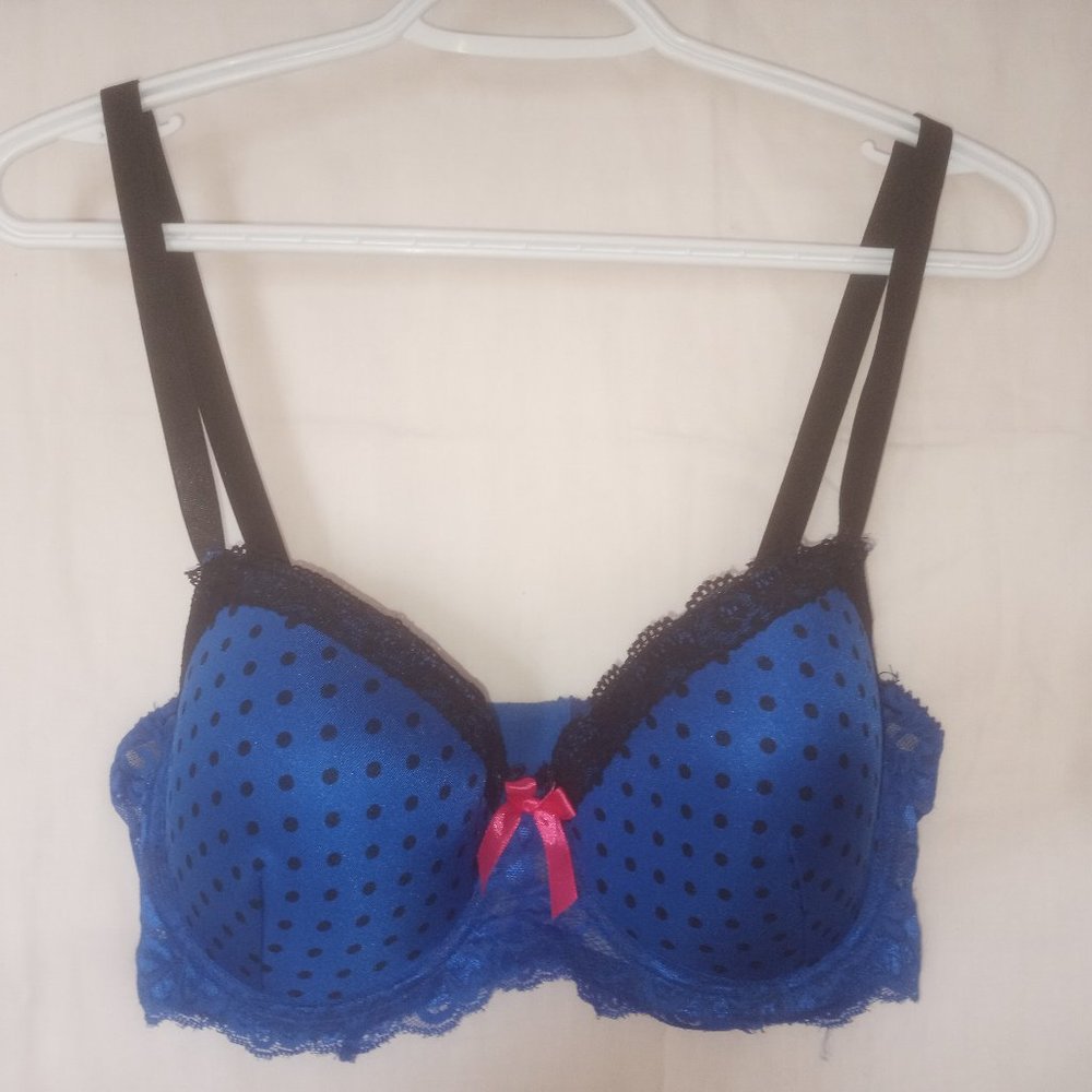 Black Fuchsia Polka Dot & lace bra